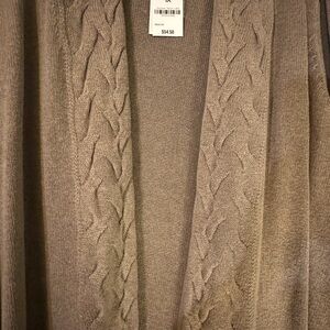 NWT Karen Scott Core Cardigan in Chestnut Heather (Brown/tan) Sz 1X
